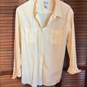 Chico's Pale Yellow Striped Button-Down Shirt